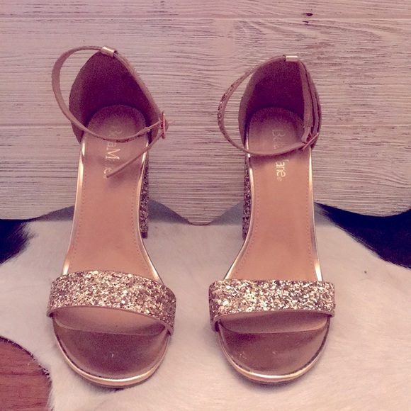 Rose Gold Sparkling ankle strap heels. - Picture 2 of 7